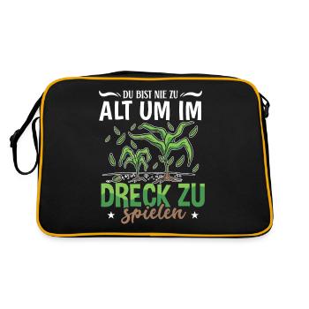 Du bist nie zu alt im Dreck zu spielen - Retro Tasche - Schwarz/Gold - Hinten