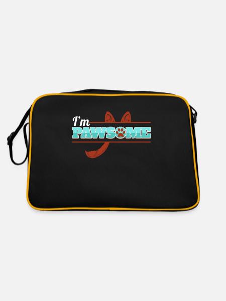 Dog Owner - I Am Pawsome - Dog Lover - Retro Bag - black/gold - Back