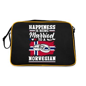 Norwegen Norwegisches Glück ist mit einem - Retro Tasche - Schwarz/Gold - Hinten