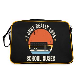 J’aime vraiment les autobus scolaires rétro vintage - Sac Retro - noir/or - Dos
