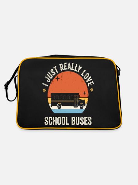 I Just Really Love School Buses Retro Vintage - Retro Bag - black/gold - Back