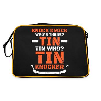 Distressed Tin Knocker Dad Joke Knock Knock - Retro Tasche - Schwarz/Gold - Hinten