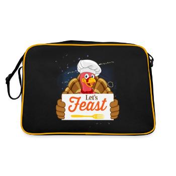Turkey Thanksgiving Turkey Feast - Retro Tasche - Schwarz/Gold - Hinten