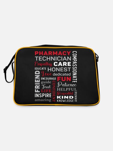 Pharmacy Technician Tech Medicine Pharmacist Quote - Retro Tasche - Schwarz/Gold - Hinten