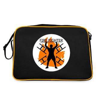 Feuerwehrmann - Retro Tasche - Schwarz/Gold - Hinten