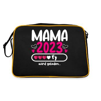 Mama 2023 Mutter werden in Schwangerschaft Baby - Retro Tasche - Schwarz/Gold - Hinten
