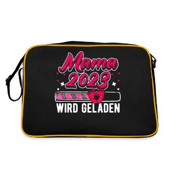 Mama 2023 Mutter werden in Schwangerschaft Baby - Retro Tasche - Schwarz/Gold - Hinten