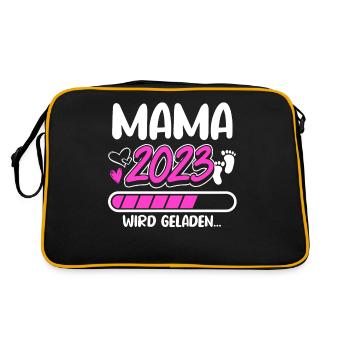 Mama 2023 Mutter werden in Schwangerschaft Baby - Retro Tasche - Schwarz/Gold - Hinten