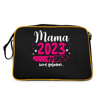 Mama 2023 Mutter werden in Schwangerschaft Baby - Retro Tasche - Schwarz/Gold - Hinten