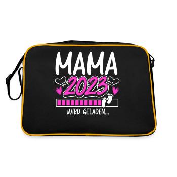Mama 2023 Mutter werden in Schwangerschaft Baby - Retro Tasche - Schwarz/Gold - Hinten