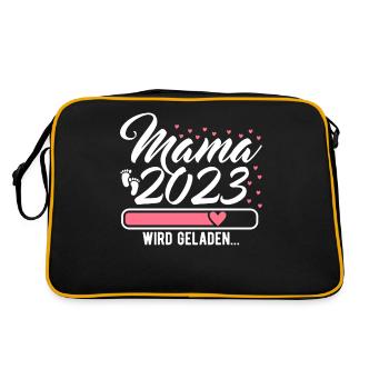 Mama 2023 Mutter werden in Schwangerschaft Baby - Retro Tasche - Schwarz/Gold - Hinten