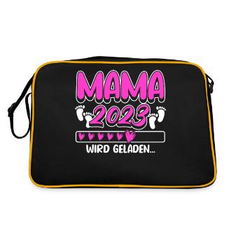 Mama 2023 Mutter werden in Schwangerschaft Baby - Retro Tasche - Schwarz/Gold - Hinten
