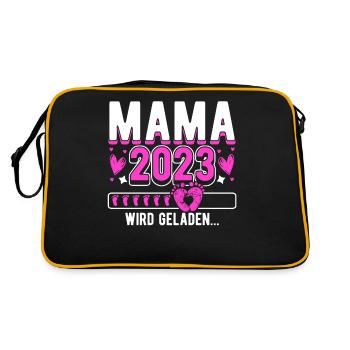 Mama 2023 Mutter werden in Schwangerschaft Baby - Retro Tasche - Schwarz/Gold - Hinten