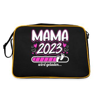 Mama 2023 Mutter werden in Schwangerschaft Baby - Retro Tasche - Schwarz/Gold - Hinten