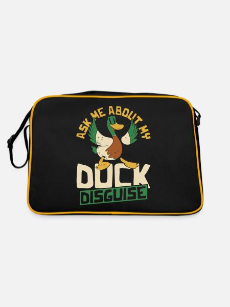 Ask Me About My Duck Disguise Duck Lover Rubber - Retro Tasche - Schwarz/Gold - Hinten