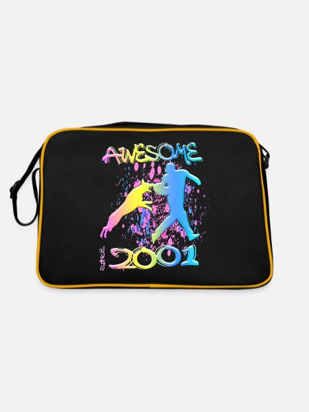 Awesome since 2001. Agility, Hundetraining - Retro Tasche - Schwarz/Gold - Hinten