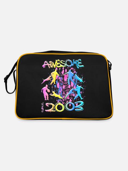 Awesome since 2003. Agility, Hundetraining - Retro Tasche - Schwarz/Gold - Hinten