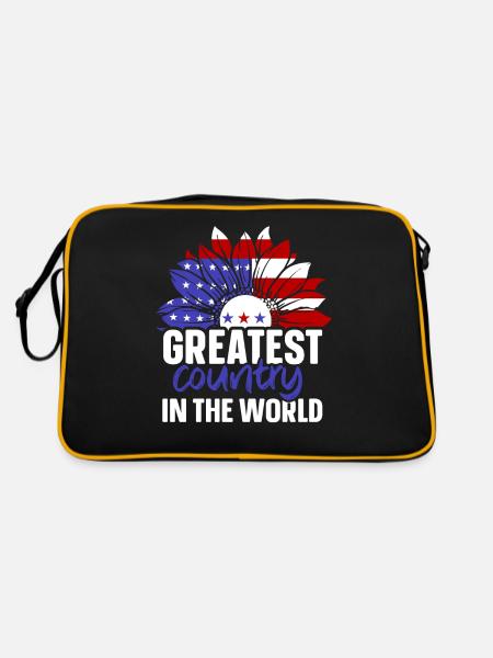Le plus grand pays du monde USA Amérique US - Sac Retro - noir/or - Dos