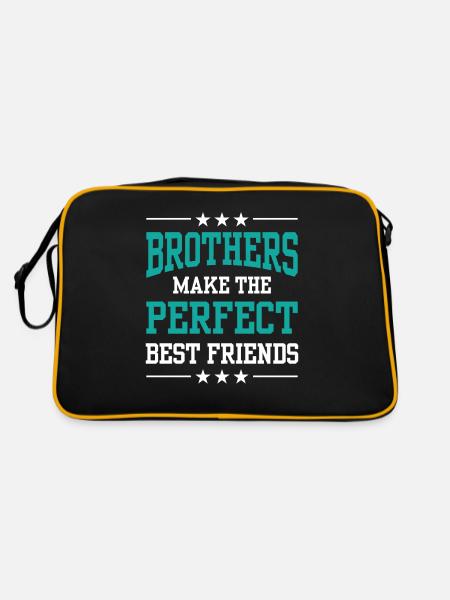 Brüder Sind Die Perfekten Besten Freunde Freund - Retro Tasche - Schwarz/Gold - Hinten