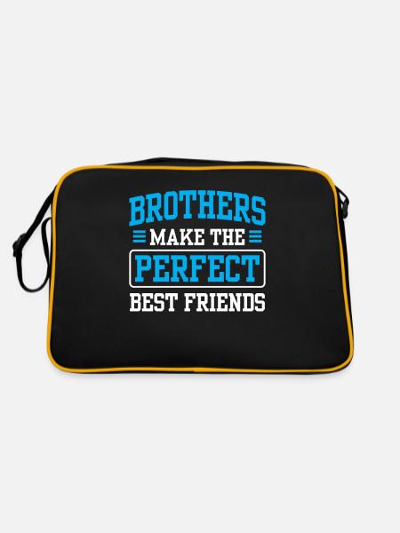 Brüder Sind Die Perfekten Besten Freunde Freund - Retro Tasche - Schwarz/Gold - Hinten