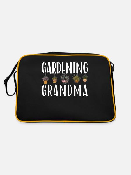 Gartenarbeit Oma Gärtnerin Großmutter Garten - Retro Tasche - Schwarz/Gold - Hinten