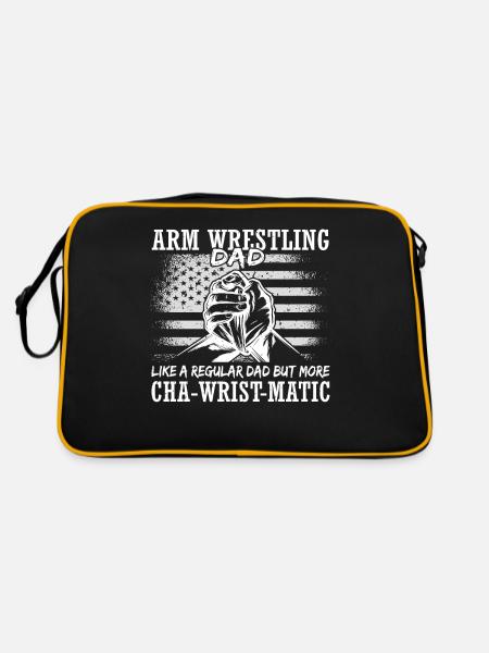 Armwrestler USA-Flaggen-Handdrücken - Retro Tasche - Schwarz/Gold - Hinten