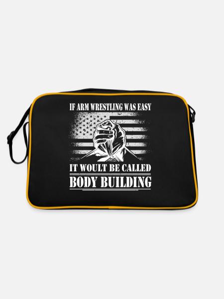 Armwrestler USA-Flaggen-Handdrücken - Retro Tasche - Schwarz/Gold - Hinten