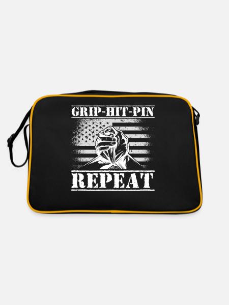 Armwrestler USA-Flaggen-Handdrücken - Retro Tasche - Schwarz/Gold - Hinten