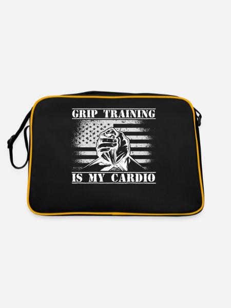 Armwrestler USA-Flaggen-Handdrücken - Retro Tasche - Schwarz/Gold - Hinten