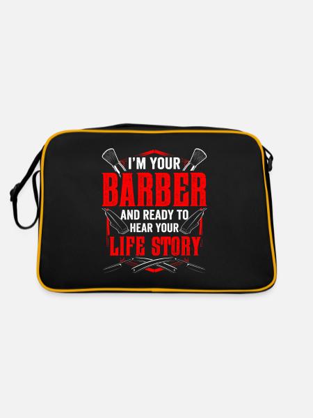 Barbier et prête à entendre l’histoire de sa vie - Sac Retro - noir/or - Dos