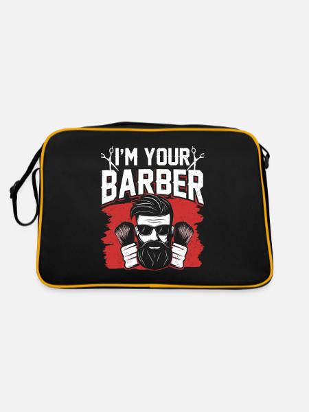Ich Bin Ihr Barbier Barber Barbershop Barbiere - Retro Tasche - Schwarz/Gold - Hinten