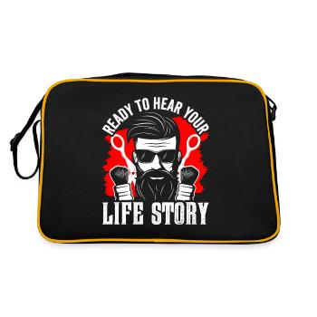 Bereit Ihre Lebensgeschichte Zu Hören Barber Beruf - Retro Tasche - Schwarz/Gold - Hinten