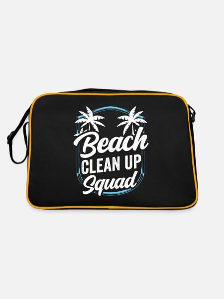 Beach Clean Up Squad Strandreinigung Strand - Retro Tasche - Schwarz/Gold - Hinten