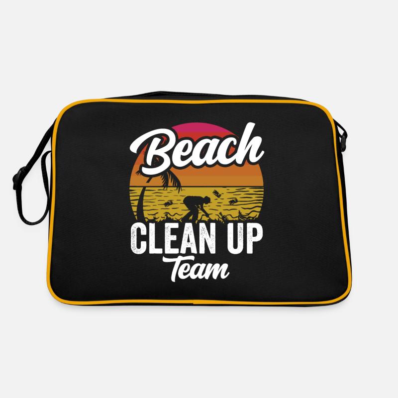 Équipe de nettoyage de plage Nettoyage de plage Plage Sac Retro