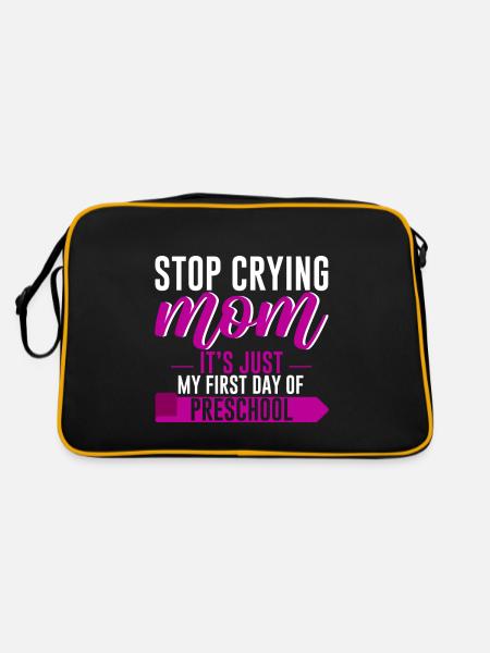 Arrête de pleurer maman, juste mon premier jour de maternelle 4 - Sac Retro - noir/or - Dos