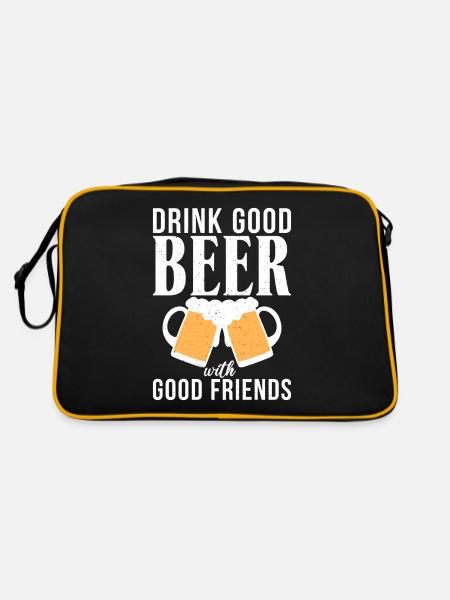 Biertrinker Bier Geschenke - Retro Tasche - Schwarz/Gold - Hinten