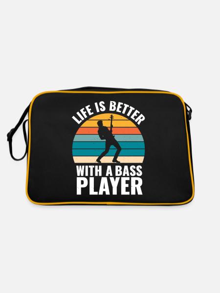 BASSIST QUOTE LIFE IS BETTER WITH A BASS PLAYER - Retro Tasche - Schwarz/Gold - Hinten