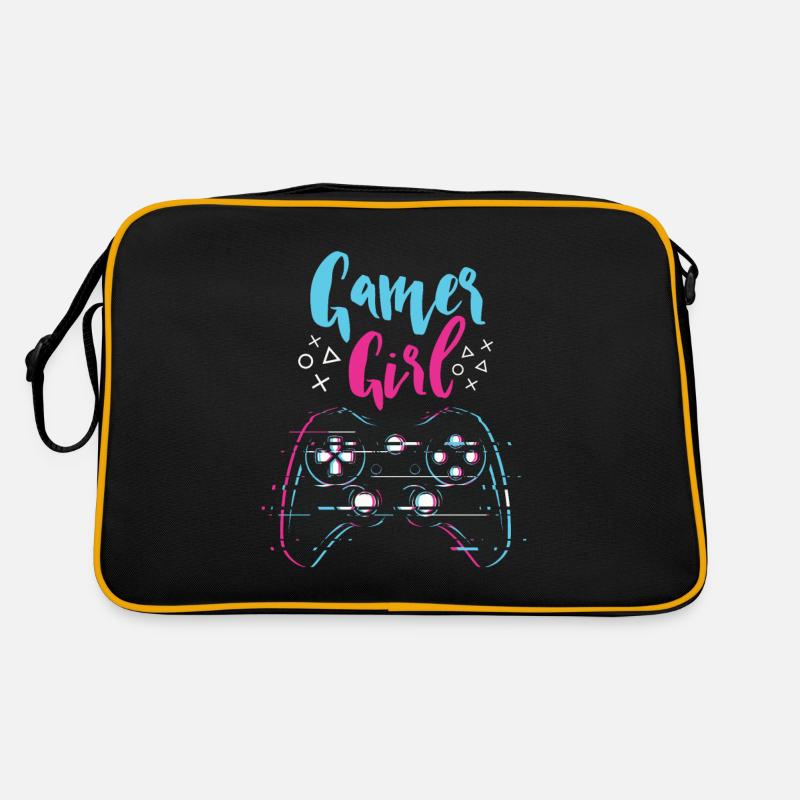 Gamer Mädchen - Retro Tasche - Schwarz/Gold