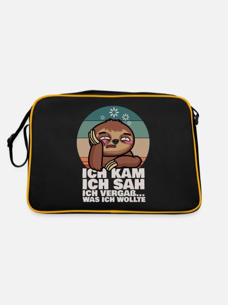 Paresseux je suis venu j’ai vu j’ai oublié ce que je voulais - Sac Retro - noir/or - Dos