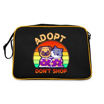 Adopt Don't Shop Stuff Adopt Cat Dog Or Any Other - Retro Tasche - Schwarz/Gold - Hinten