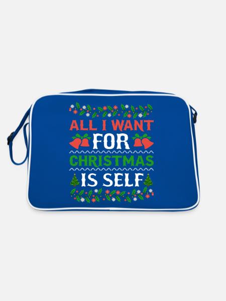 Humor All I Want For Christmas Is Self - Retro Bag - blue/white - Back