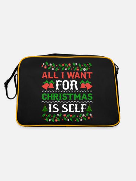 Humor All I Want For Christmas Is Self - Retro Bag - black/gold - Back