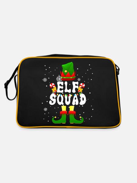 Elf Squad Cute Elf Xmas Lights Christmas - Retro Bag - black/gold - Back