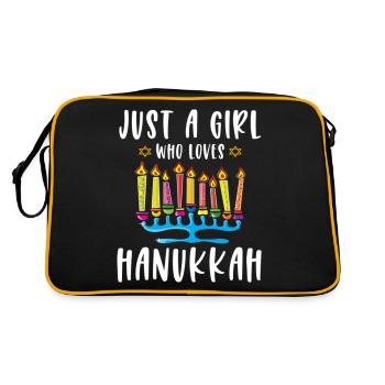 Just A Girl Who Loves Hanukkah Menorah Jewish - Retro Bag - black/gold - Back