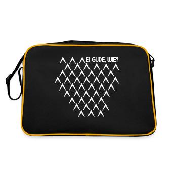 Ei Gude Wie Gerippt Abbelwoiglas Muster Cider - Retro Tasche - Schwarz/Gold - Hinten