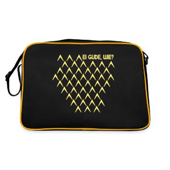 Ei Gude Wie Gerippt Abbelwoiglas Muster Cider - Retro Tasche - Schwarz/Gold - Hinten