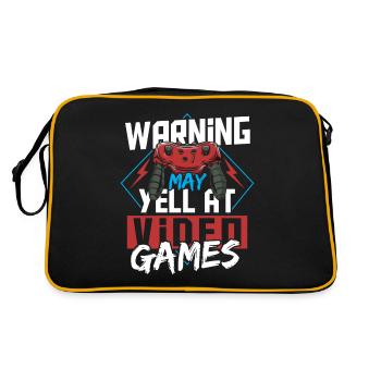 Warning May Yell At Video Games Gamer Gaming - Retro Bag - black/gold - Back