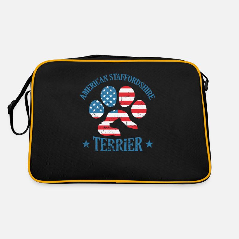 Staffordshire Terrier Paw dans le drapeau des États-Unis Sac Retro