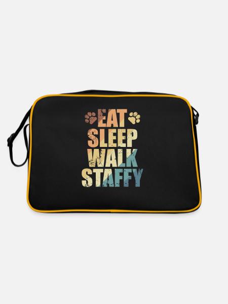 Eat Sleep Walk Staffy Staffordshire Terrier - Retro Bag - black/gold - Back