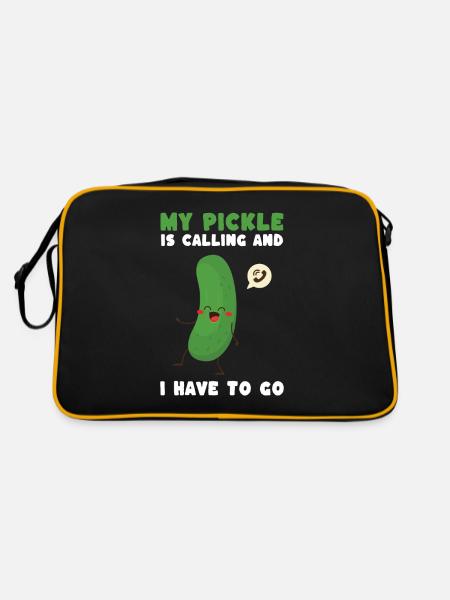 My Pickle Is Calling And I Have To Go - Retro Bag - black/gold - Back